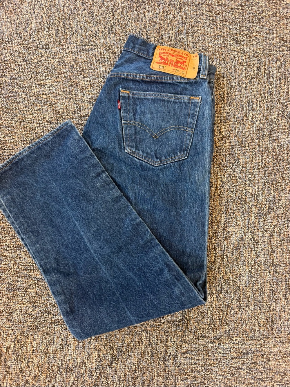 Levi's 501 Button Fly Men's Dark Blue Straight-Leg Jeans Size 34X32